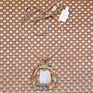 Lia Sophia abalone, clear stone & silver bracelet